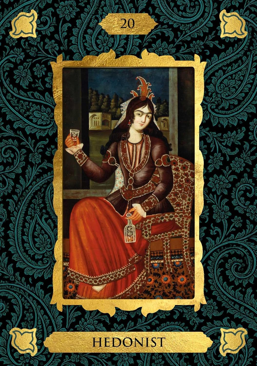 Qajar Oracle deck featuring Persian miniature artwork inspired by the Qajar dynasty
