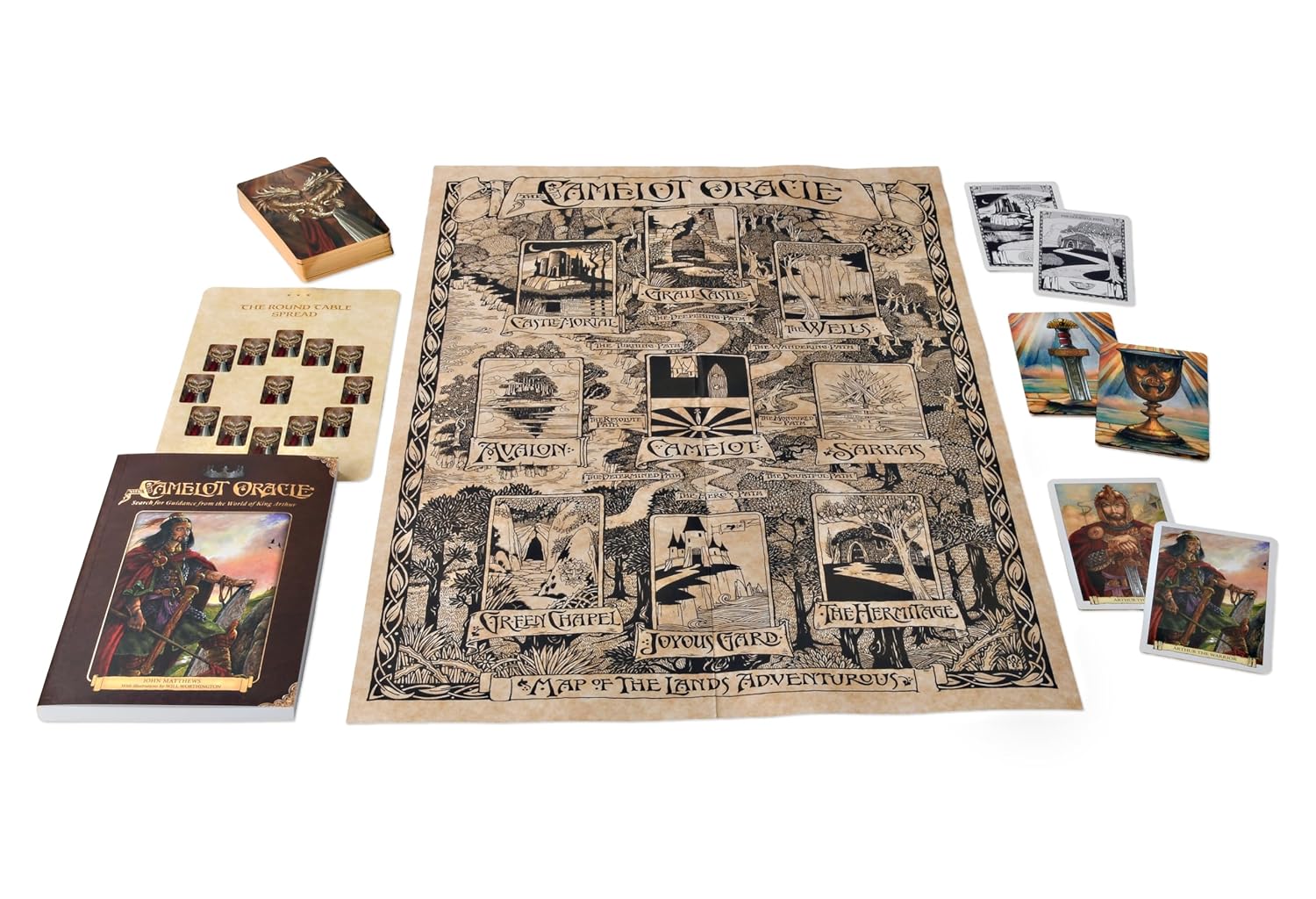 Camelot Oracle deck Arthurian mythology cards with map system and guidebook UK