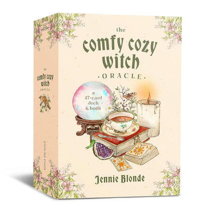 The Comfy Cozy Witch Oracle by Jennie Blonde featuring cosy witchcraft-inspired artwork, comforting oracle cards, and a companion guidebook.