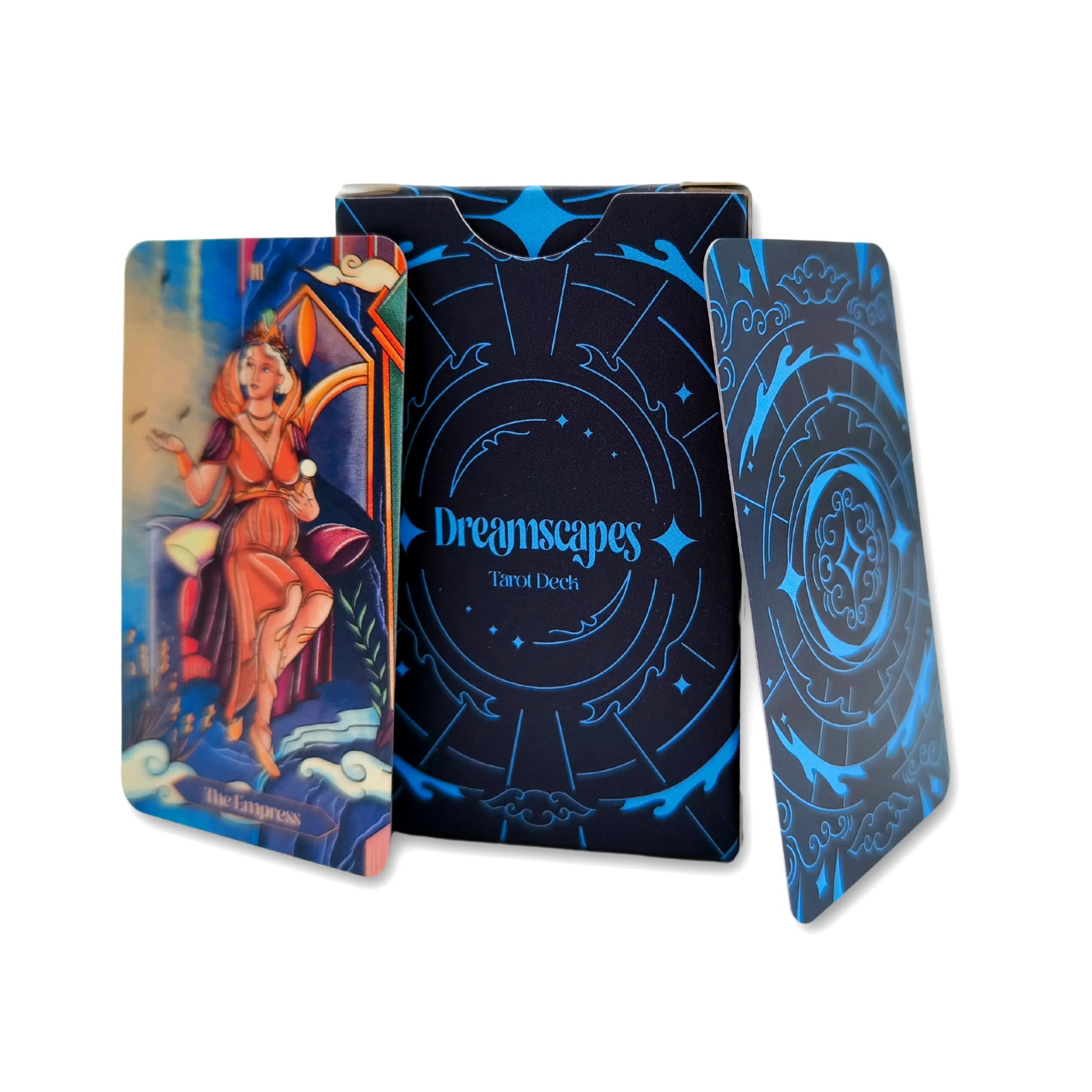 Three tarot cards from the 'Dreamscapes' deck on a white background dreamscapes tarot pocket editon