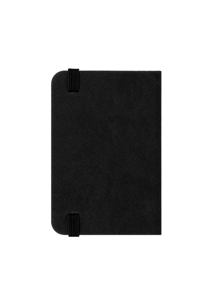 Black notebook with a strap on a white background