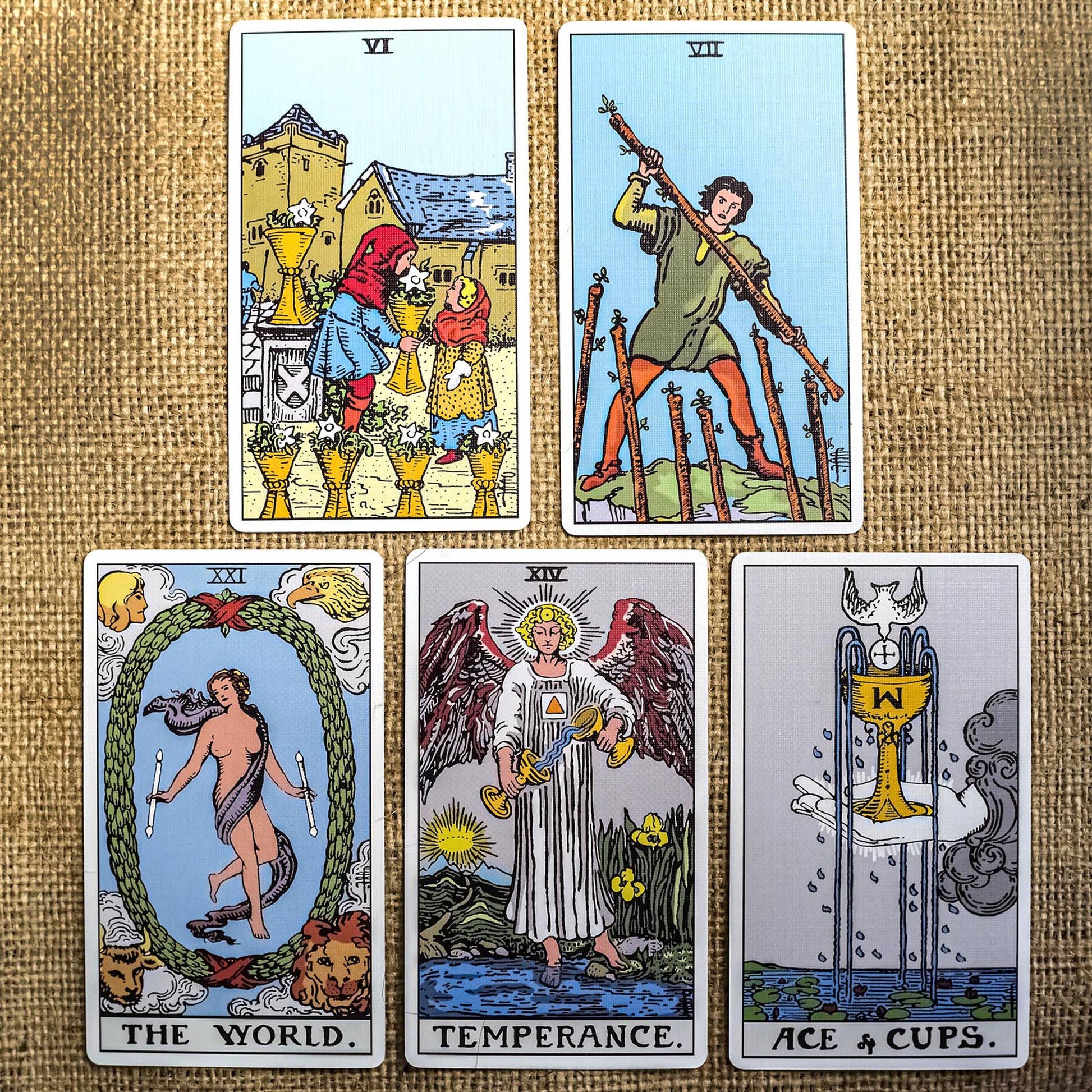 Original Tarot cards deck with simple symbolic design alternative to Rider Waite tarot
