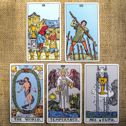 Original Tarot cards deck with simple symbolic design alternative to Rider Waite tarot