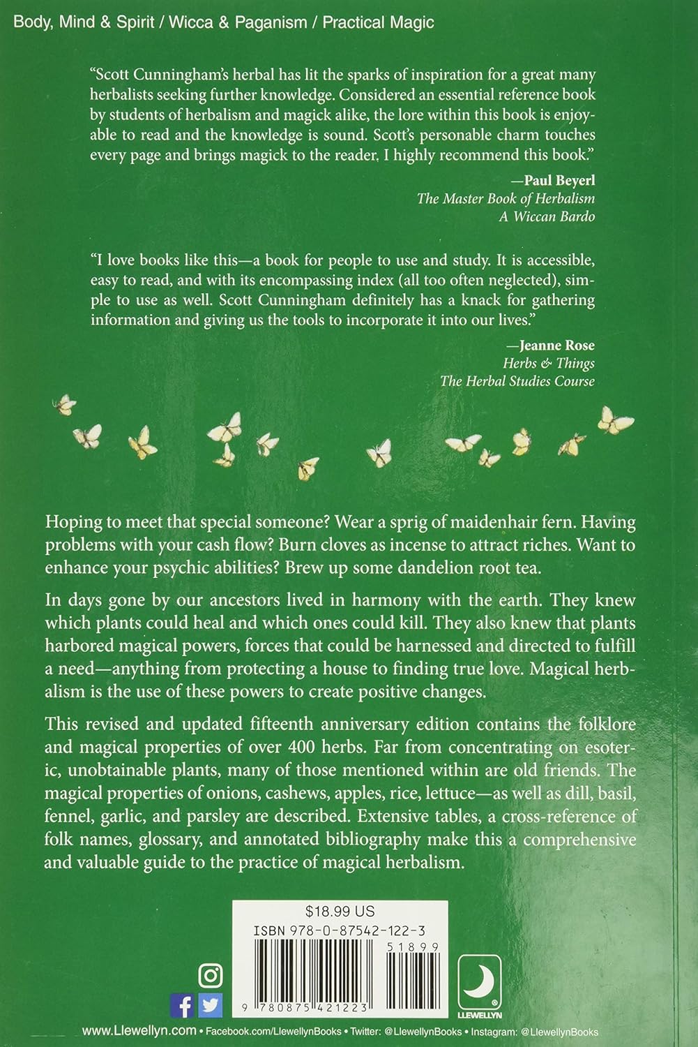 Cunningham’s Encyclopedia of Magical Herbs book showing herbal magic correspondences and spellwork uses