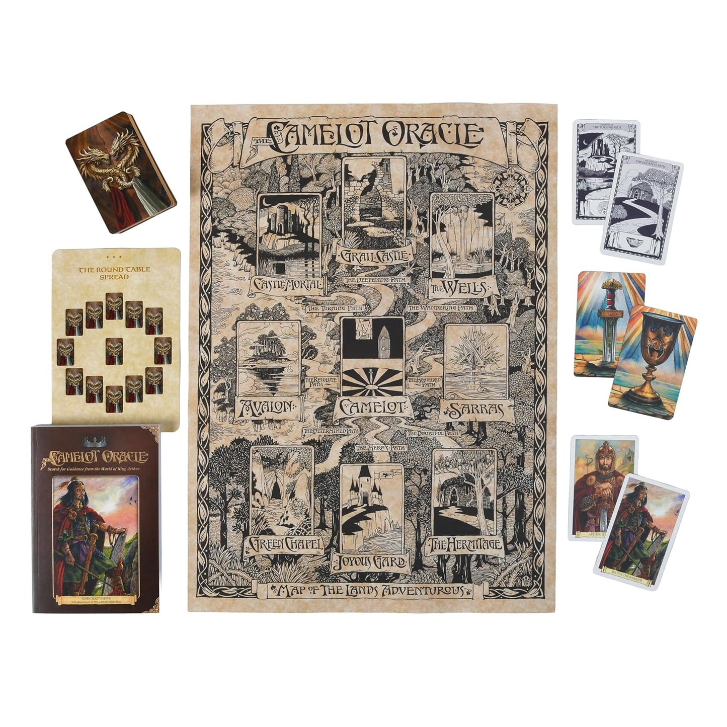 Camelot Oracle deck Arthurian mythology cards with map system and guidebook UK