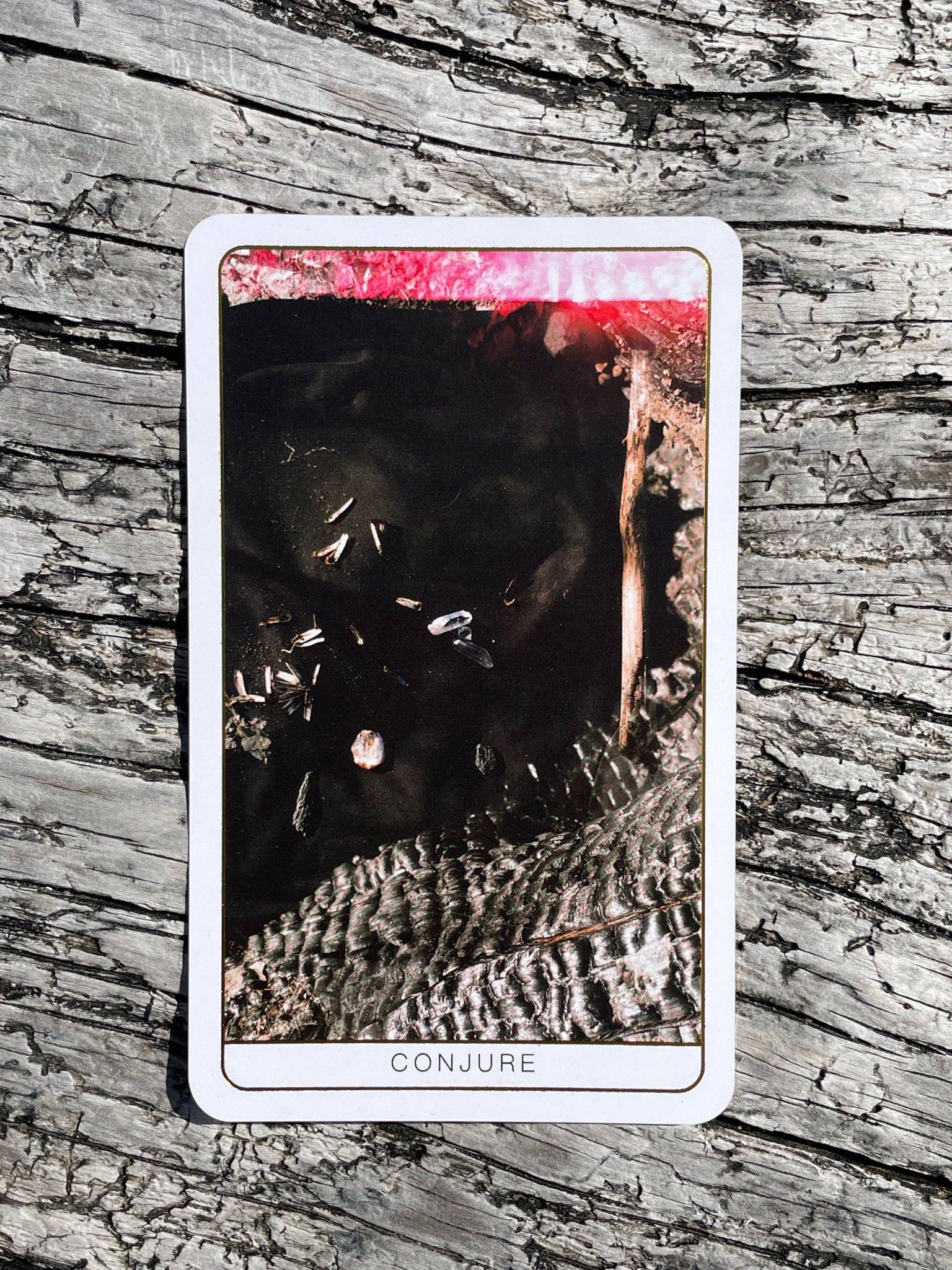 Death Doula Oracle Cards featuring original analogue 35mm photography with double exposure imagery, gold gilded edges and a guidebook for spiritual transformation and healing.