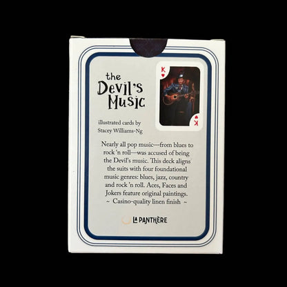 Card deck packaging with text and a card illustration on a white background