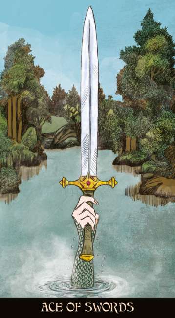 Morgan Le Fay Tarot deck featuring Arthurian mythology, Avalon-inspired artwork, Celtic symbolism, and fantasy tarot imagery.