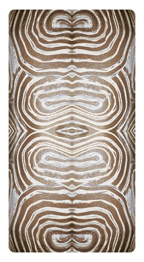 Textile with a pattern resembling wood grain in brown and white