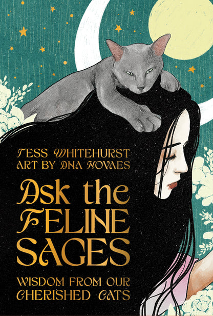 Ask the Feline Sages Oracle featuring illustrated cat spirit guides by Ana Novaes with guidebook by Tess Whitehurst.