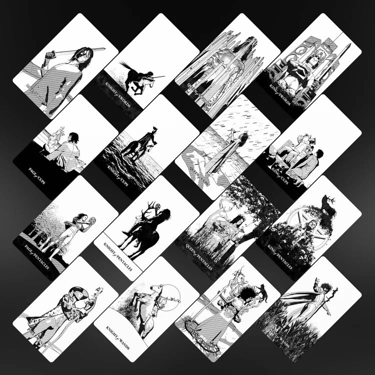 Tarot of the Holy Spectrum Color Me Edition black-and-white indie tarot deck by Chase Voorhees