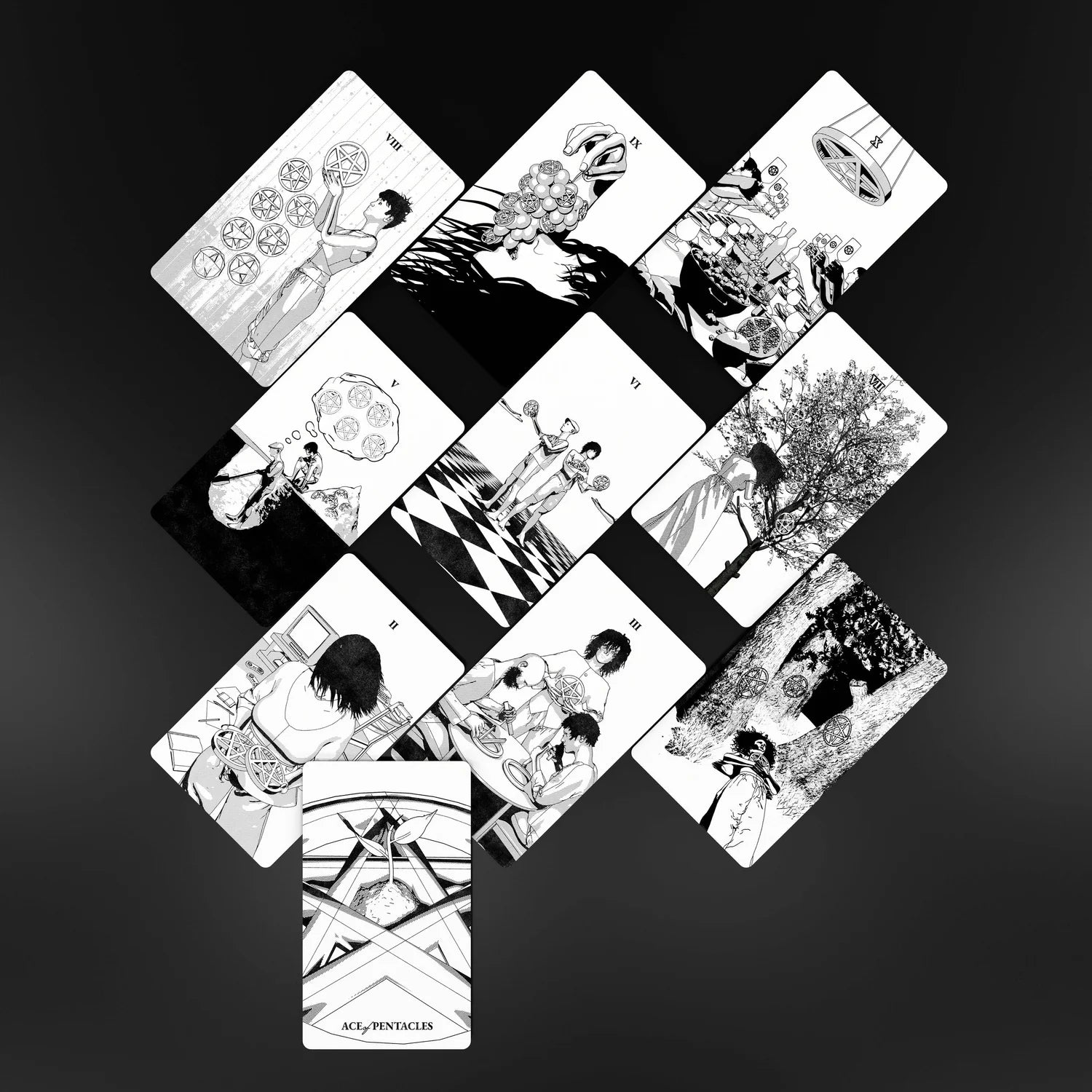 Tarot of the Holy Spectrum Color Me Edition black-and-white indie tarot deck by Chase Voorhees