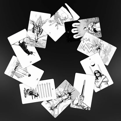 Tarot of the Holy Spectrum Color Me Edition black-and-white indie tarot deck by Chase Voorhees