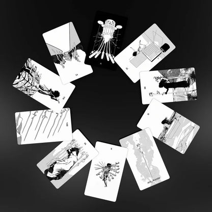 Tarot of the Holy Spectrum Color Me Edition black-and-white indie tarot deck by Chase Voorhees
