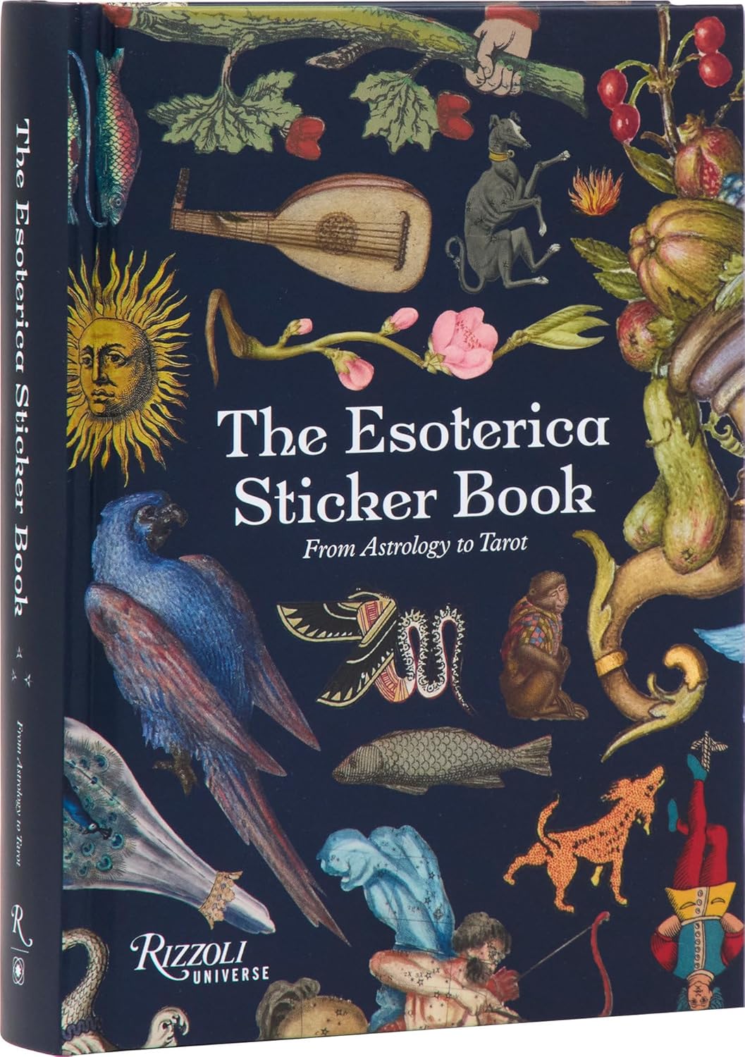 Sticker book cover with esoteric designs and Rizzoli Universe branding S