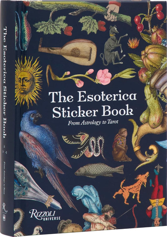 Sticker book cover with esoteric designs and Rizzoli Universe branding S