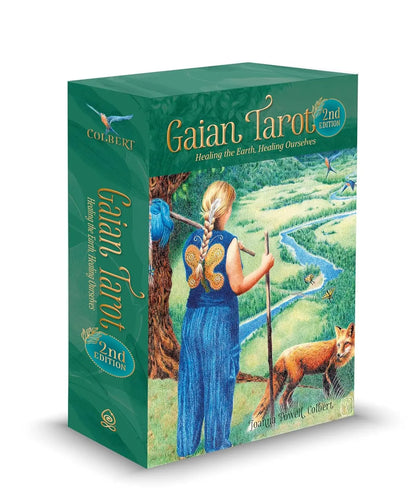 Gaian Tarot 2nd Edition by Joanna Powell Colbert featuring earth-centred artwork, nature symbolism and a full-colour guidebook.