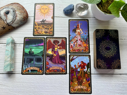 Cosmic Wisdom Tarot limited edition deck with gold edges and magnetic box.