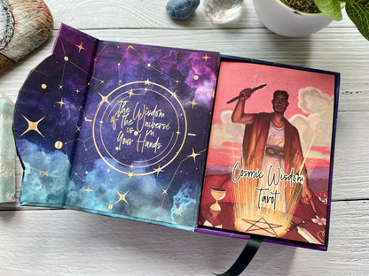Cosmic Wisdom Tarot limited edition deck with gold edges and magnetic box.
