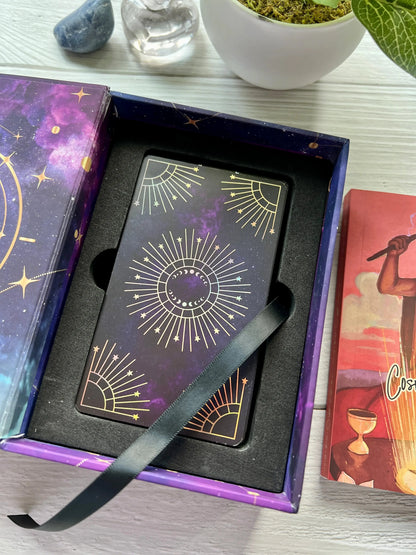 Cosmic Wisdom Tarot limited edition deck with gold edges and magnetic box.