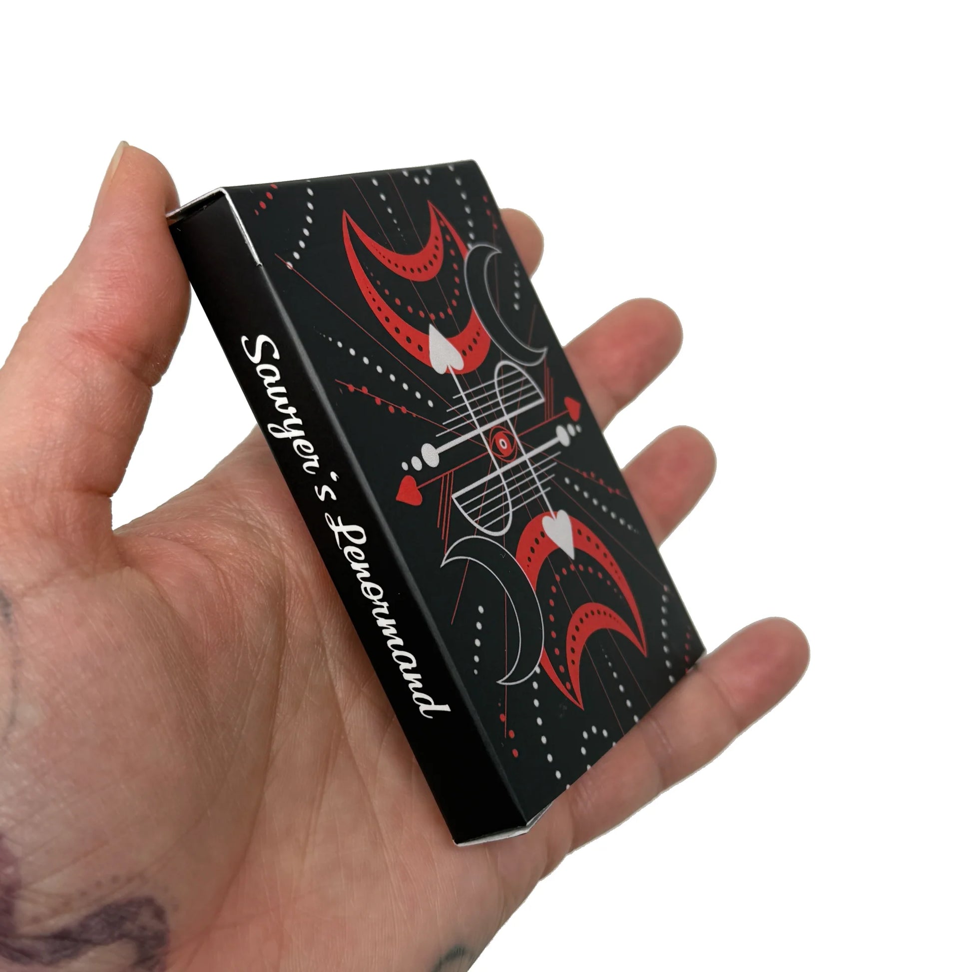 Sawyer’s Lenormand oracle deck by Jamie Sawyer featuring bold colourful Lenormand artwork and symbolic imagery