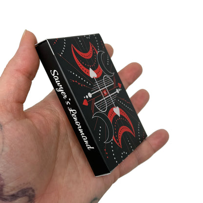 Sawyer’s Lenormand oracle deck by Jamie Sawyer featuring bold colourful Lenormand artwork and symbolic imagery