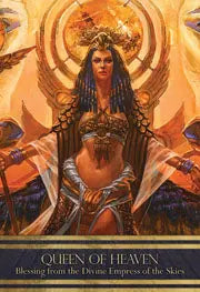 Depicting an Egyptian warrior queen surrounded by swords and mules 