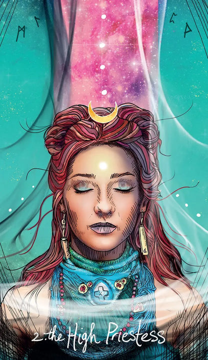 The Light Seer’s Pocket Tarot by Chris-Anne in keepsake tin featuring colourful modern tarot artwork and travel-sized cards.