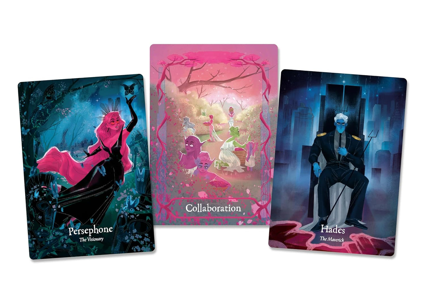 Lore Olympus Oracle deck featuring illustrated Greek mythology characters and guidebook.