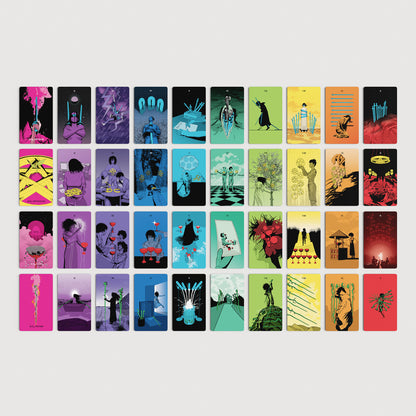 Tarot of the Holy Spectrum by Chase Voorhees featuring vibrant colour symbolism, fully illustrated tarot cards, and contemporary indie artwork.