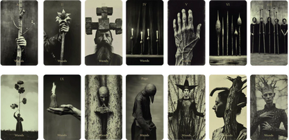 Tarot Obscuro Mini Edition indie tarot deck with black matte edges and metal storage tin.