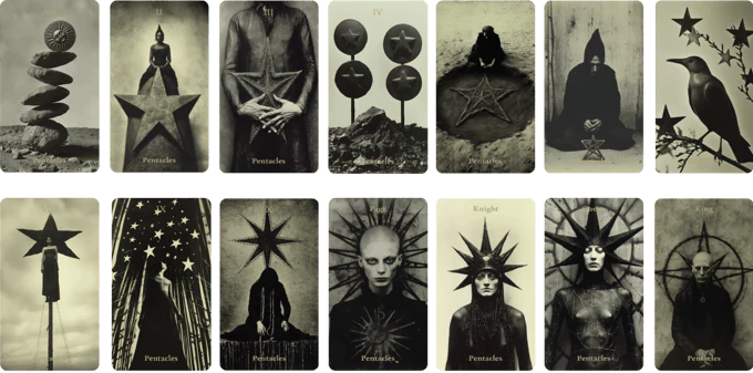 Tarot Obscuro Mini Edition indie tarot deck with black matte edges and metal storage tin.