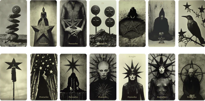 Tarot Obscuro Mini Edition indie tarot deck with black matte edges and metal storage tin.