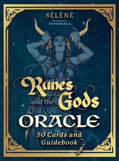 Runes and the Gods Oracle deck featuring Norse runes and mythological gods illustrated by Thyonesca.