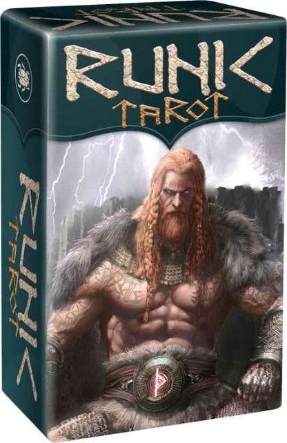 Runic Tarot card box with a warrior illustration on a white background