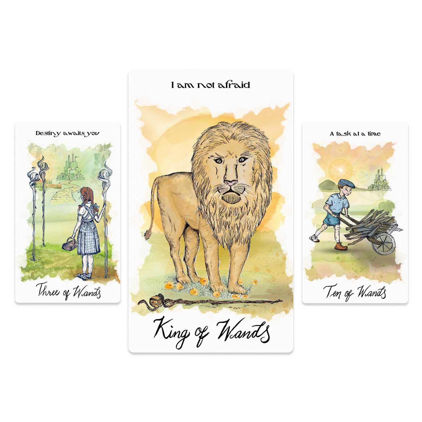 Tarocle of Oz tarot and oracle deck featuring illustrated characters from the Land of Oz with guidebook.