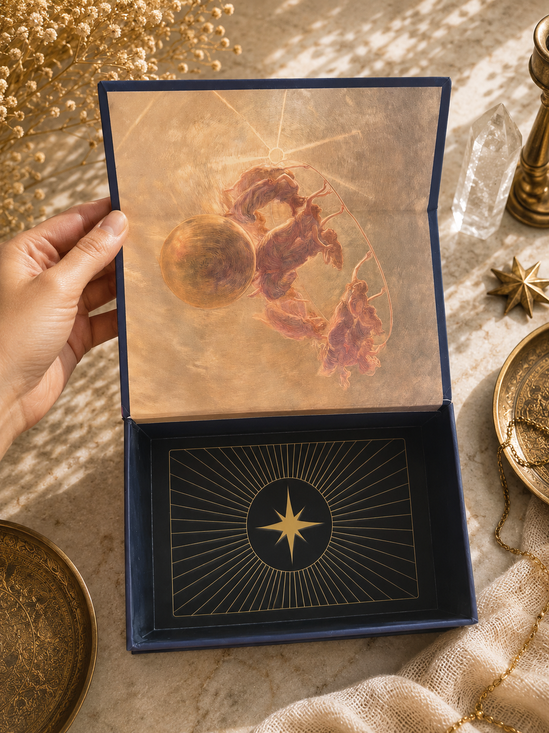 Venus Morningstar Tarot Dark Edition 2nd Edition featuring classical fine art imagery, mythological symbolism, dark borders, and premium gilded presentation.