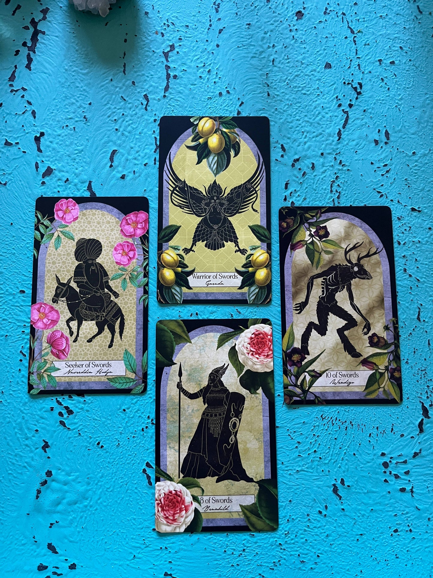 Myth Weaver Tarot deluxe set with cards, hardcover Codex book and magnetic box.