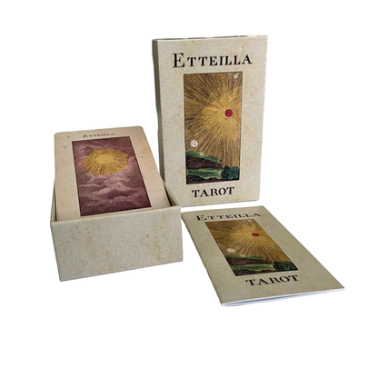 Etteilla Tarot cards in a box on a white background