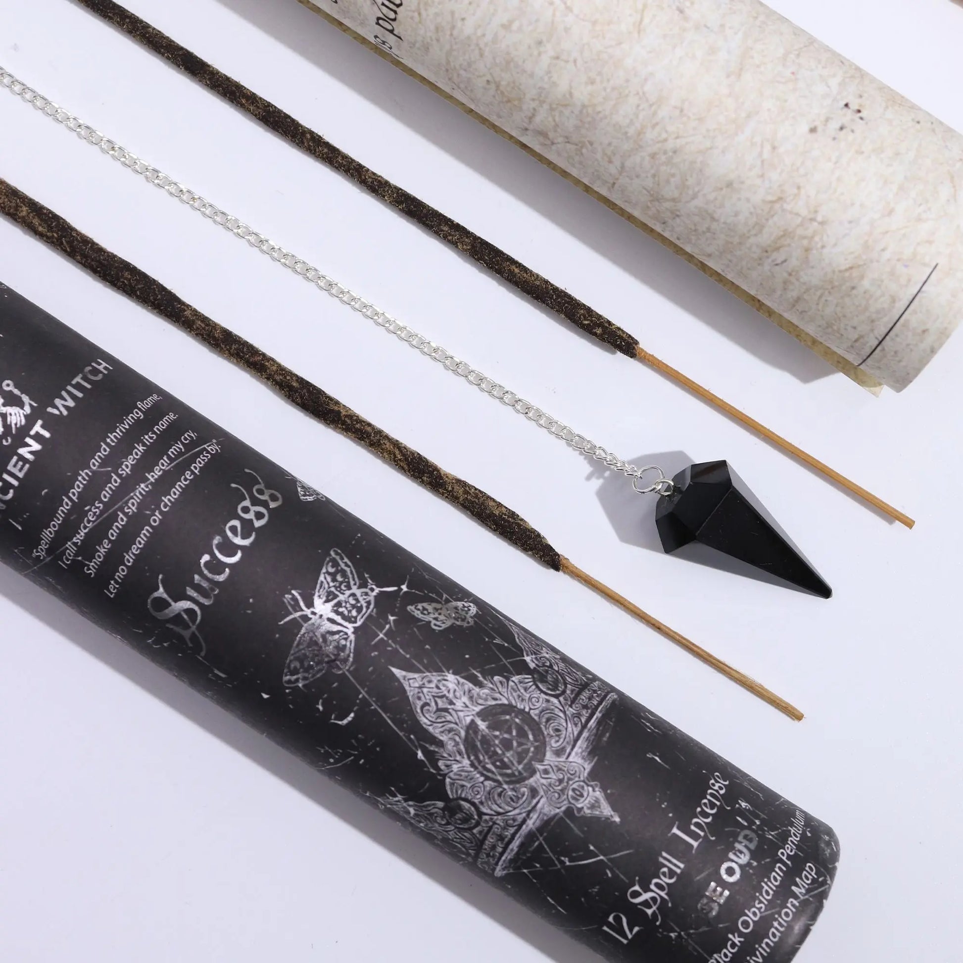 Ancient Witch Spell Incense - Success - Black Obsidian Pendulum AW Dropship UK