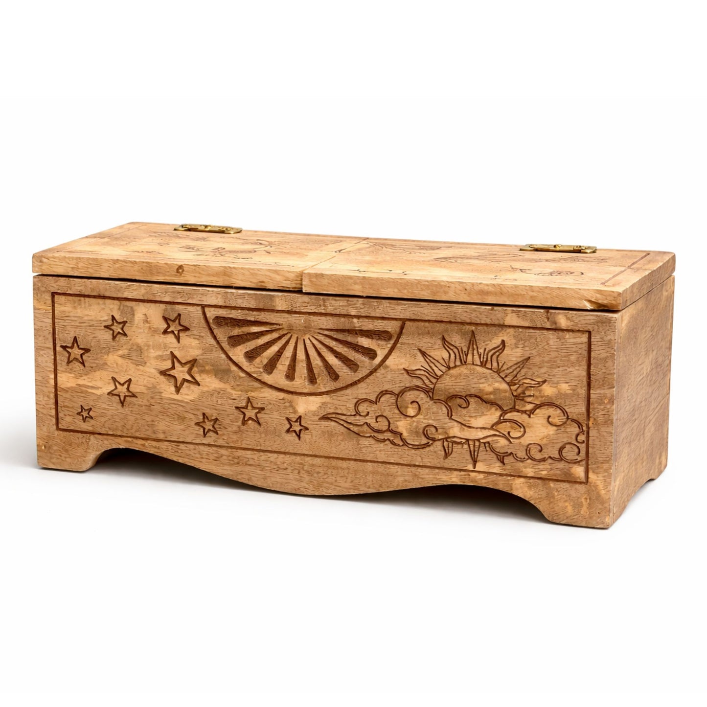 Sun & Moon Carved Sliding Box UK | Tarot & Crystal Storage