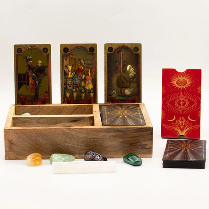 Three Section Tarot Box with Card Holder AW Dropship UK