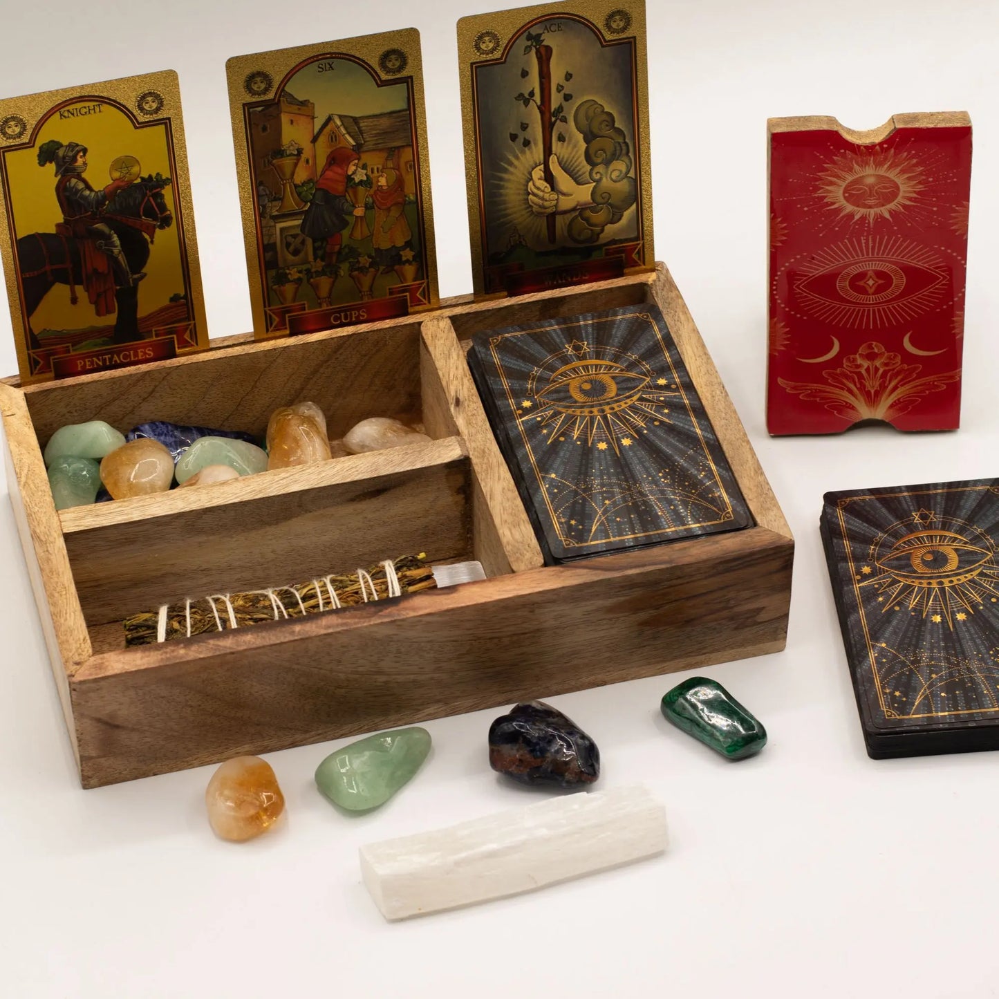 Three Section Tarot Box with Card Holder AW Dropship UK