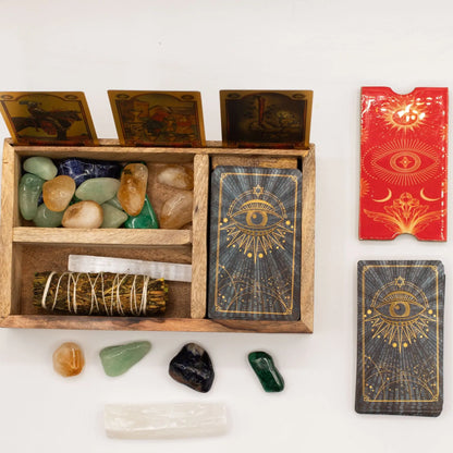 Three Section Tarot Box with Card Holder AW Dropship UK