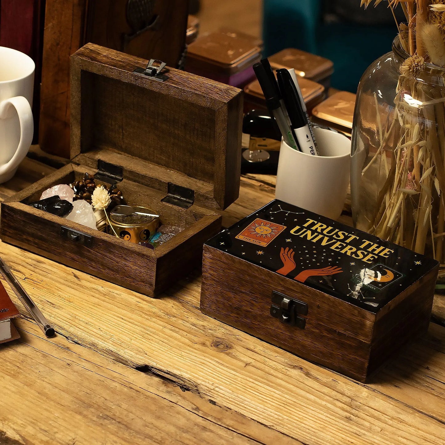 Medium Enamelled Box  - Trust the Universe AW Dropship UK