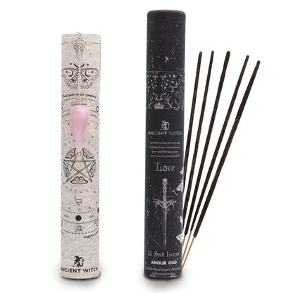 Ancient Witch Spell Incense - Love - Rose Quartz Pendulum AW Dropship UK