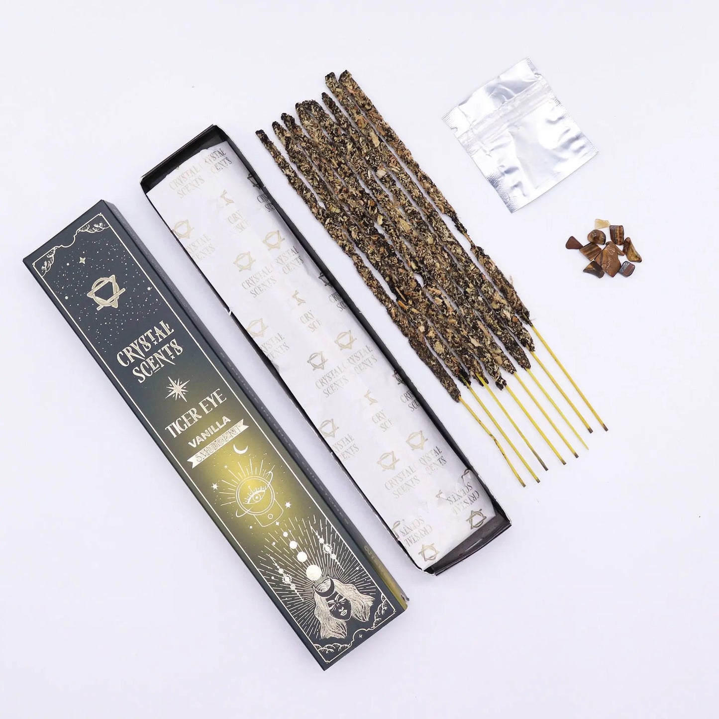 Tiger Eye Crystal Scents Smudge Incense - Vanilla AW Dropship UK