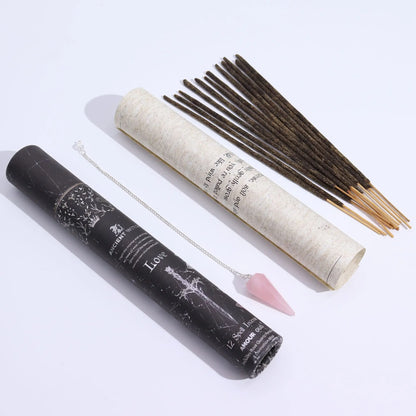 Ancient Witch Spell Incense - Love - Rose Quartz Pendulum AW Dropship UK