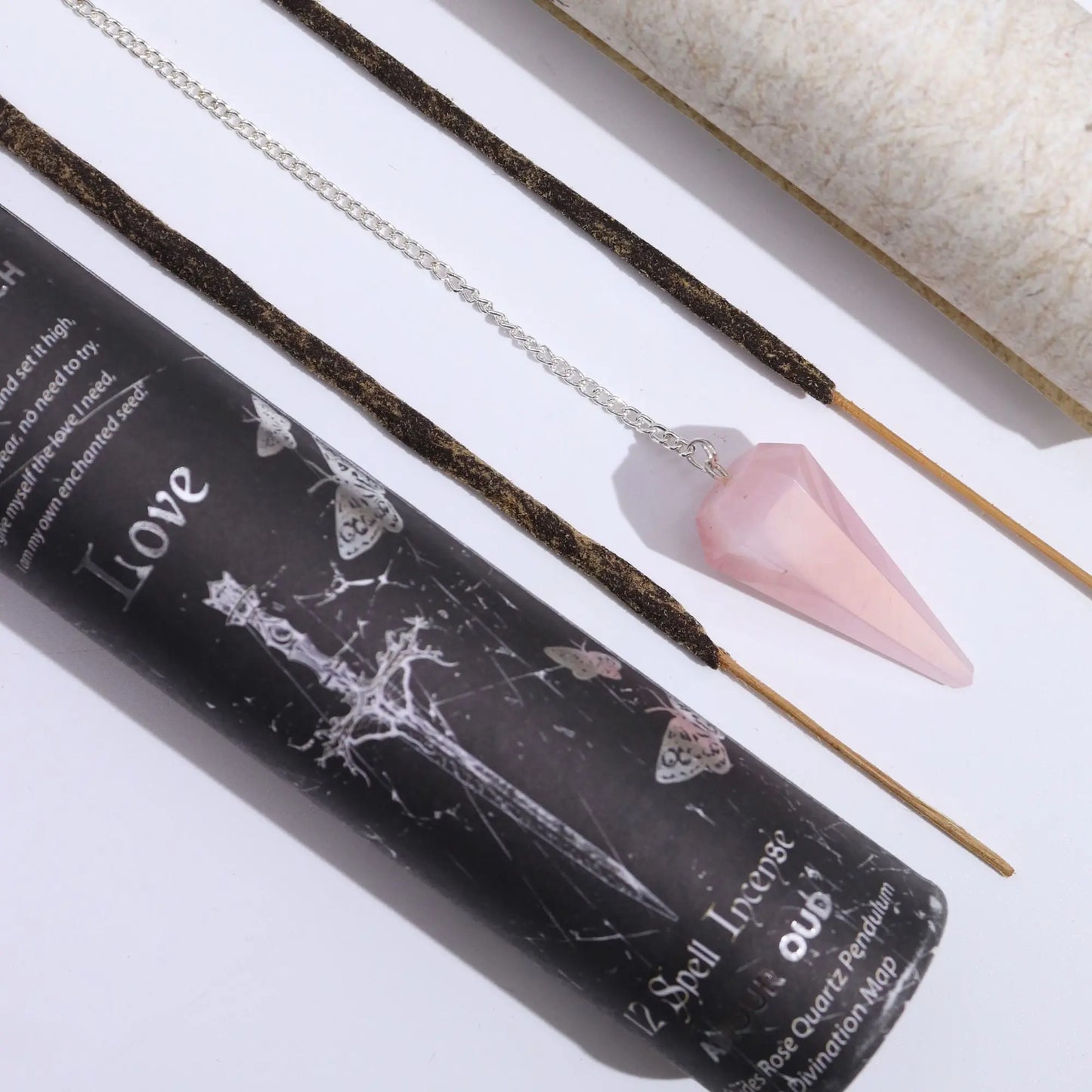 Ancient Witch Spell Incense - Love - Rose Quartz Pendulum AW Dropship UK