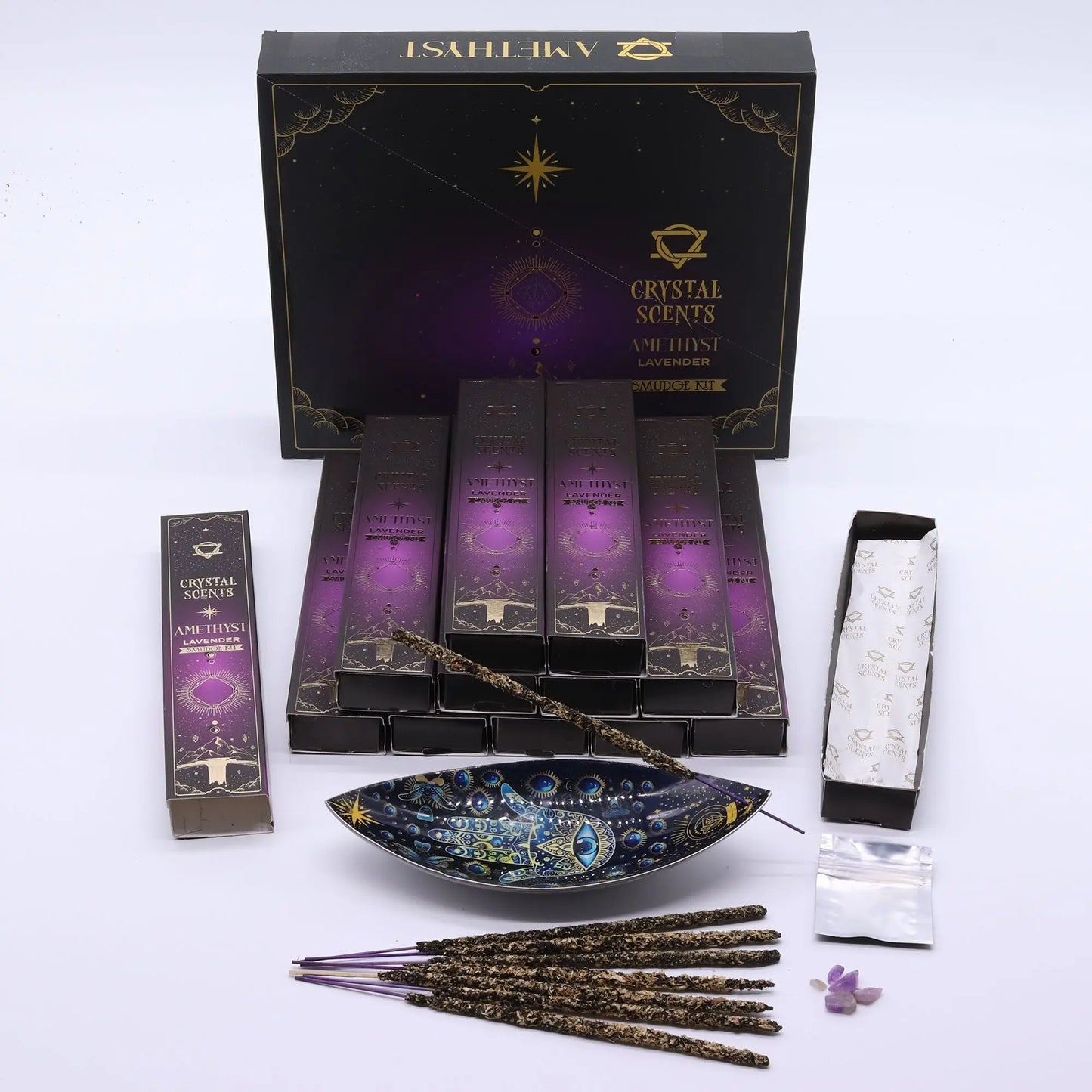 Amethyst Crystal Scents Smudge Incense - Lavender AW Dropship UK